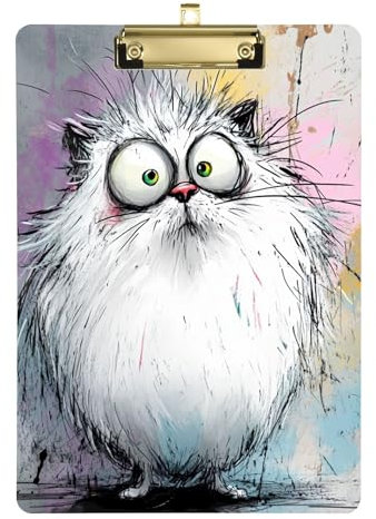A Cartoon Cat Klemmbrett Clip A4 Größe 31,8 x 22,9 cm transparentes Klemmbrett mit niedrigem Profil Clip für LKW-Fahrer Elementary