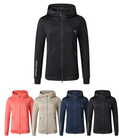Covalliero - Damen Hoodyjacke – Zipper Hoodie mit Kapuze – Kapuzenjacke mit Reißverschluss – Taillierte Sweatjacke mit 2 Taschen – Reitbekleidung in 4 Farben & 6 Größen