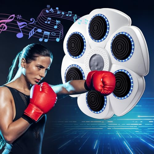 Trintion Music Boxing Machine - Wandmontage, Bluetooth, 9 Geschwindigkeitsmodi, inkl. Boxhandschuhe - Fitnessgerät für Kinder und Erwachsene