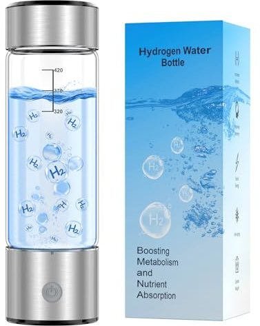 MOVOCA Upgrade Hydrogen Water Bottle, 3Min 2200PPB Rapid Hydrogen Water Generator -SPE PEM Tech, 14OZ Portable Hydro Water Machine, Health Care Gifts for Wife, Family, Friends, Travel (Sliver)