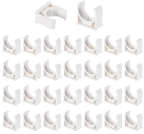 TA-VIGOR 20mm PVC Water Pipe Clamps Clips, 32pcs U-Shaped Tubing Hose Buckles for 20mm OD Tubing, TV Trays Hose Hanger Support Pex Tubing Hose Clamps Universal Single Pipe Clip