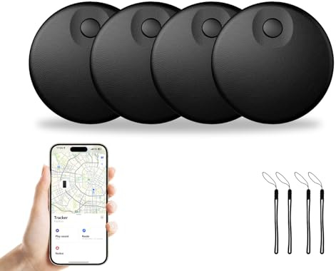 KZARYVEXIS Lot de 4 Traqueurs Smart Air Tag,Compatible avec Apple Localiser(Uniquement iOS),Localisateur Bluetooth pour Valise,Sac,Clés, Portefeuille,Piles Remplaçables(Facile à Changer)