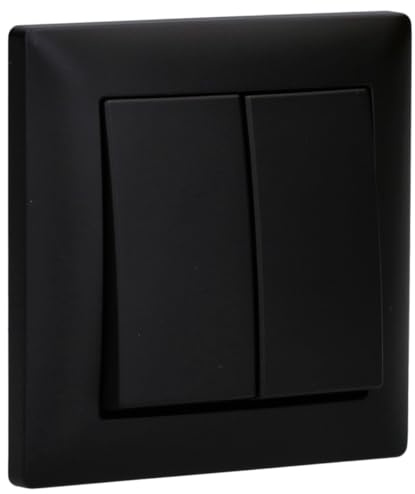 Busch-Jaeger Busch-balance SI Serienschalter-Set 1-fach Schwarz matt | 2000/5 US Serienschalter, 2505-915 Serienwippe und 1721-915 Abdeckrahmen 1-fach, Schwarz matt