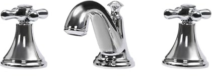 DAHAD Grifo de baño de 3 orificios, doble manija, 3 orificios con pico en nido de abeja, mezclador de agua fría y caliente para baño, cocina, ducha, lavabo, plateado