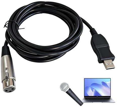 Kahaybeall - Cable USB a XLR SH-RS09B para Freestyler, QLC, Pi Open Lighting - Micrófono USB con tarjeta de sonido integrada, compatible con Windows/Mac, conversión digital de alta calidad, longitud