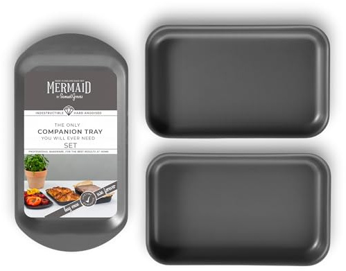 Mermaid Hard-Anodised 10″ Companion Baking & Roasting Dish Collection – Premium Aluminium Bakeware by Samuel Groves - Made in England - Professional-Grade, Lifetime Build Quality (3 Set)
