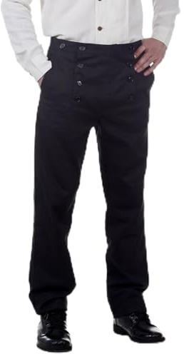 ThePirateDressing Steampunk Victorian Costume Pants for Men 100% Cotton Twill Trousers for Renaissance, Cosplay, Halloween & Festivals Architect Style - Black (Small)