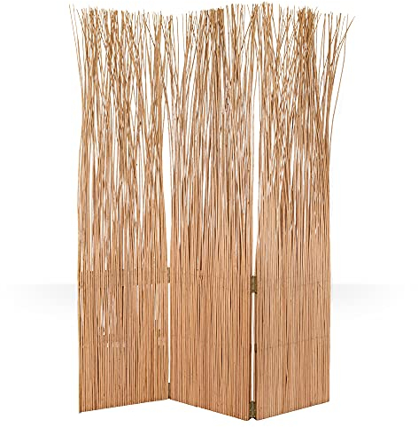 Homestyle4u 973, Paravent Raumteiler 3 teilig Sichtschutz Weide Braun Trennwand