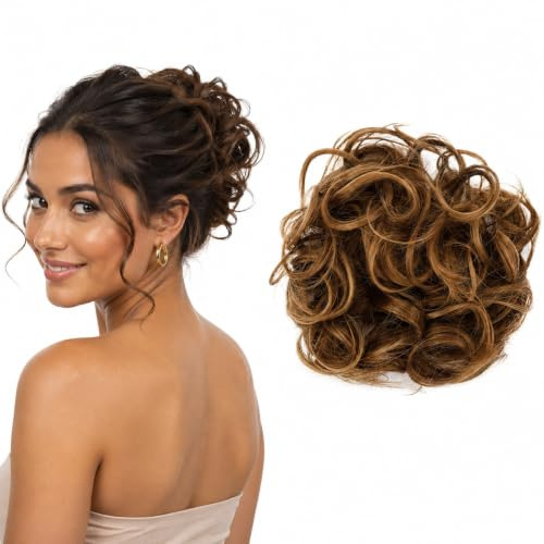 CAISHA Scrunchie Haarteil Dutt Voluminös Haargummi Hellbraun Mix G16E