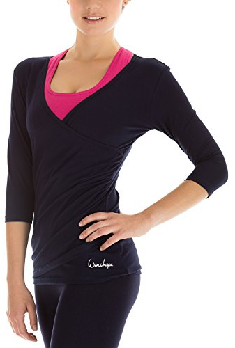 Winshape 3/4-armad damskjorta i Wickeloptik Fitness Yoga Pilates Freizeit Wrap
