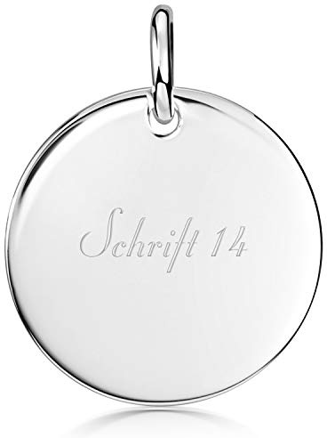 MATERIA by Matthias Wagner Gravur Anhänger Silber 925 rund - Gravurschmuck Damen Herren 20mm mit Wunschgravur