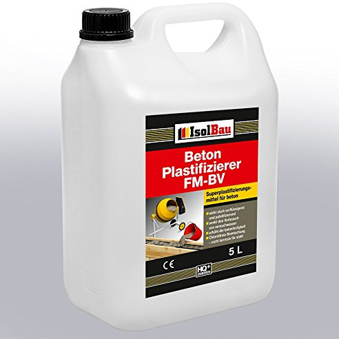 Isolbau Beton Plastifizierer FM-BV - 5 Liter, stark verflüssigend & plastifizierend – Betonverflüssiger Fliessmittel als Zusatzmittel für Estrich, Beton, Mörtel - Chlorfrei, keine Stahlkorrosion