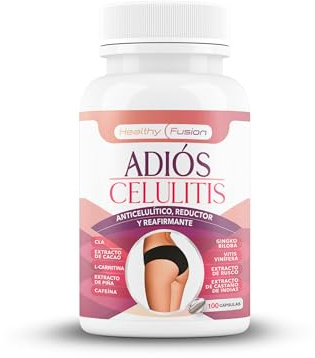 Adiós Celulitis Healthy Fusion | Anticelulítico Reductor Potente con L-Carnitina, Castaño de Indias, CLA, Cafeína, Cacao | Elimina celulitis y piel de naranja | Reafirma y tonifica la piel | 100 Caps