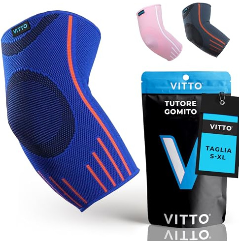 VITTO Armbågsstöd för män och kvinnor – kompressionshylsa för tendinit, artrit, skador – tennisarmbågsstöd, ärmar för tyngdlyftning (S, blå, enkel)