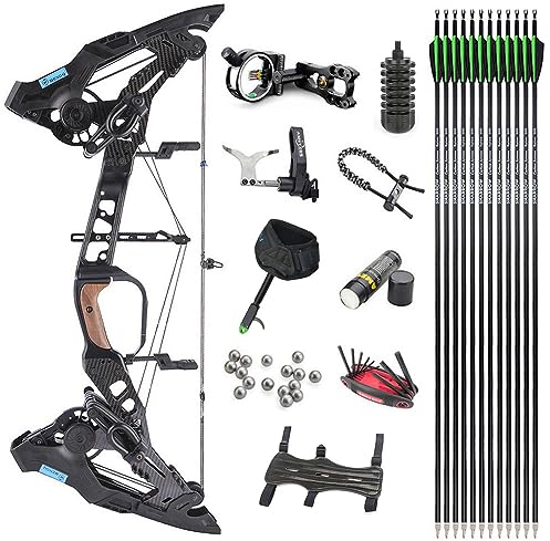 SHARROW Bogenschießen Compoundbogenset Stahl Ball Doppelzweck Rolle Compoundbogen 21.5-60LBs Einstellbar Jagdbogen Compound Bogen und Pfeil für Erwachsene im Freien Bogenjagd (Typ 2)