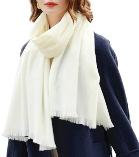 RIIQIICHY Sciarpa Donna Invernale Bianco Pashmina Scialle Stola Elegante Cerimonia Foulard Lungo Grande Spesse Calde