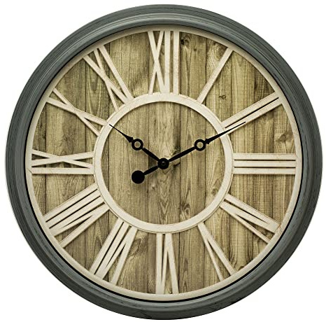 Pacific Bay Mannheim Large Wall Clock Decorative Lightweight Modern Wall Clock - Silent Non-Ticking 3-D Roman Numerals Easy-to-Read Battery Glass Face Cover - 20-inch Old World Clock – Latest Model
