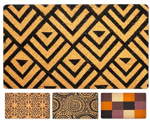 LUA VIKA Fußmatte Kokos - Rhombus - 40x70 cm - Fussmatte Aussen und Innen - Fussmatten Haustür - Türmatte Außen - Fußmatten - Kokosmatte Fußmatte