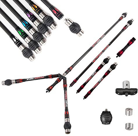 wolfman Bogenschießen Ausgleichsstangen Stabilisator Set 3K Reine Kohlefaser Stoßdämpfer Balance Bar Hauptleiste Seitenleiste Verlängerungsleiste V-Bar für Recurvebogen Compoundbogen