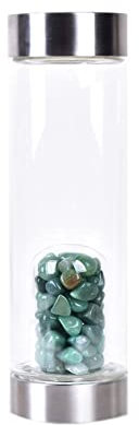 SAHKGYE 550Ml Natural Crystal Water Bottle Reusable Gem Glass Water Bottle with Quartz Crystal Wand Stick Decorated Point Healing Elixir Point Reiki Crystal Gem Infused Water Bottle
