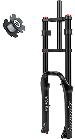 RUJIXU 20 Zoll 4.0 Fat Forks Scheibenbremse Gerade 1-1/8 BMX MTB Luftfedergabel Reisesperre Dämpfungseinstellung DH E-Bike Mountainbike-Gabel Federweg 160mm (Color : Black)