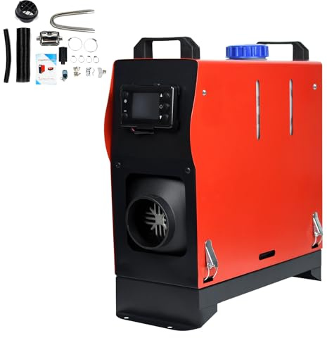 LZQ 8KW Dieselheizung Standheizung Diesel Lufterhitzer, 12V Air Kraftstoff Parkheizung mit Fernbedienung LCD Monitor und Schalldämpfer für Auto RV Boote LKW Wohnmobil Anhänger (Rot, Typ B)