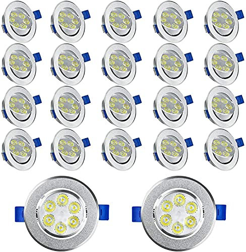 TRMLBE LED Einbaustrahler 230V Flach 3W 20Stück LED Spot Aluminium Mini Slim Einbauspot Deckenspot Spots Deckenleuchte, für Wohnzimmer Schlafzimmer - Kaltweiß