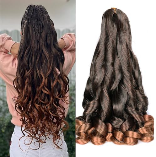 WoWCFyyds 8 Packs French Curl Braiding Hair 20 Inch Loose Wave Spiral curly braiding hair extensions 75g/Pack Soft French Curls Synthetic Hair Extensions for Braiding（1B/30）
