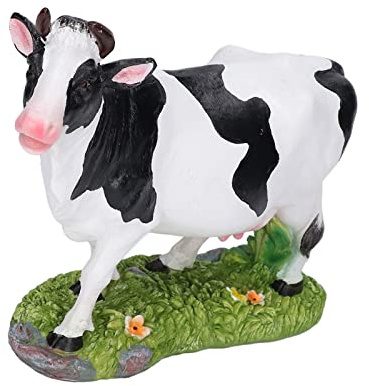 Tomotato Statua di Mucca, Figure di Animali in Resina Miniatura per Ornamento da Tavolo Domestico, Mini Figurina di Bovino per Decorazione Bonsai del Giardino di Casa, 22 x 17 x 22cm