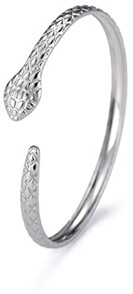 VASSAGO Schlangenarmband, offener Armreif, Schlangenarmband, Wickelarmband, Bypass-Armband, verstellbar, Tier-Manschette, Schlangenhandschmuck für Damen und Mädchen
