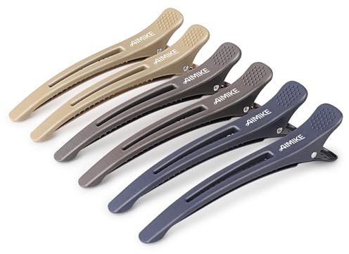 AIMIKE 6pcs Pince Crocodile Cheveux, Pince Cheveux Antidérapante Sans Trace, Pinces Cheveux Femme Pour Sectionnement Coupe, Pince à Cheveux à Bec de Canard Pratiques, Pince Cheveux Coiffeur, Neutre