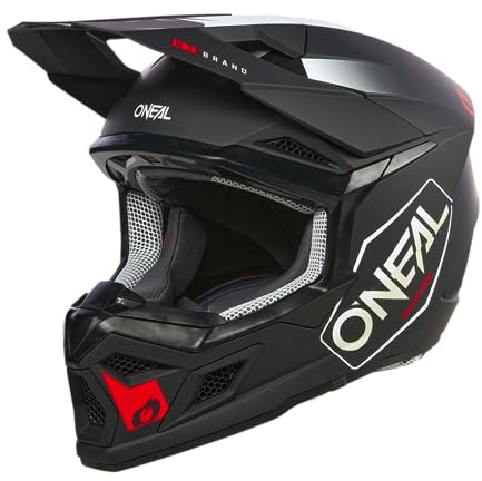 O'NEAL | Motocross-Helm | MX Enduro | ABS-Schale, Lüftungsöffnungen für optimale Kühlung | 3SRS Helmet HEXX V.24 | Erwachsene | Schwarz Weiß Rot