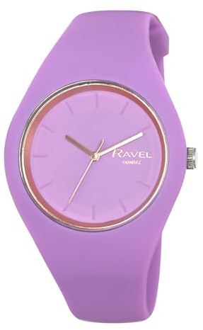 Ravel - Reloj Unisex con Correa de Silicona con Contraste de Ajuste cómodo y Fino - Cuarzo analógico - R1804