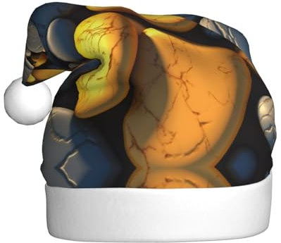 AOROM Yellow Pebbles Printed Christmas Hat,Santa Hat For Adults,Plush Comfort Xmas Hat For New Year Festive Party