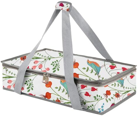 QEES Insulated Casserole Carriers for Hot or Cold Food,Casserole Dish Bag Carrying Case,Food Carrier Warmer Container Bag for Travel Picnic.Pioneer Woman Kitchen Stuff.Fits 9x13 Baking Dish