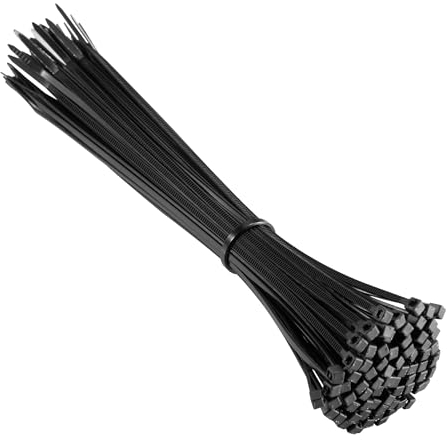 Ewent 100 Stück Kabelbinder Schwarz Set, Kabelbinder Schwarz 200mm x 2.5mm, Kabelbinder für Kabelmanagement,Gartenarbeit,Wohnen,Werkstätten, emperaturbeständig, chemische resistenz