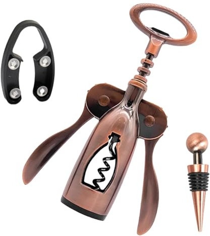 Cavatappi per vino, apribottiglie | manuale di apribottiglie – cavatappi per vino per aprire bottiglie senza problemi e senza sforzo, apribottiglie multifunzione per cucine, ristoranti e bar