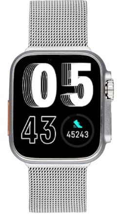 Radiant - Jersey - Reloj Inteligente, Smartwatch con Pulsometro, Tensiometro, Monitor de Sueño y Pulsera Actividad Digital. para Hombre y Mujer. Compatible con Android iOS (Acero Plateada)