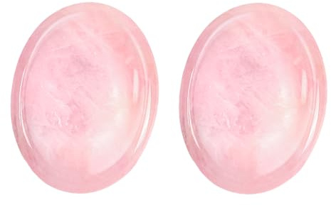 GEMMYDREAM 2 Pcs Rose Quartz Healing Crystal Worry Stone, Polished Thumb Stone for Anxiety Stress Relief, Natural Gemstone Oval Stone for Meditation and Energy Balance