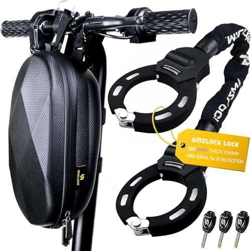 Elektrisk scooterlås, stöldskydd, scootertillbehör, slitstark 5/16 tum kedjelås 75 cm med scooterväska, för skoter, motorcykel, elcykel, grind
