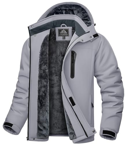KEFITEVD Mens Fleece Jacket Winter Waterproof Warm Ski Jacket Winter Coat