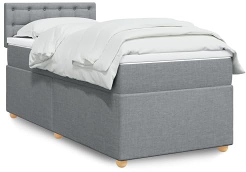 qohoio Boxspringbett mit Matratze Hellgrau 100x200 cm Bett Boxspringbett Bett Mit Matratze Schlafzimmer MöBel Betten Stoff - 3288905