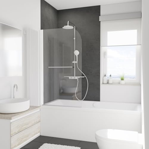 Schulte pare baignoire 80x140 cm porte-serviette blanc pivotant verre 5mm
