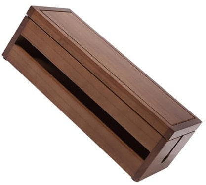 OSALADI Wooden Cable Organizer and Wire Storage Box for Home Office, Large Coffee-colored Solid Wood Socket Container for Power Strip Cable Management