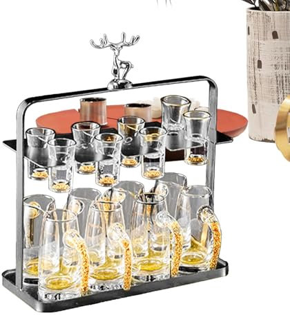 JIEBWCHA Porta bicchieri per liquori, portabicchieri da vino bianco, porta bevande per il piano di lavoro, porta bicchieri da vino