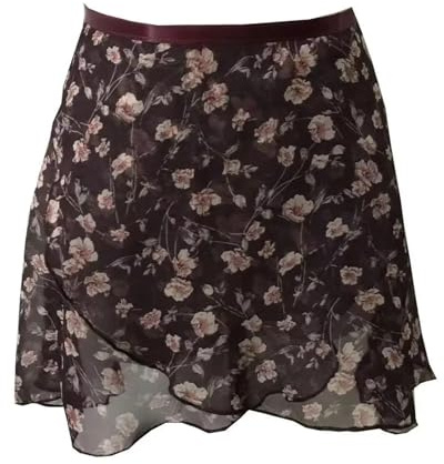 HKYBCF Ballett Wickelrock Tanzrock Ballett Schürze Rock Erwachsene Chiffon Blume Praxis Trikot Tanzen Tragen Mädchen Blumen Druck Ballett Tutu Tanzen Kleid(Color-03,L Height145-170cm)