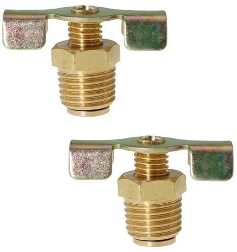 Maxmoral 2PCS 1/4 Inch New Solid Brass Air Compressor Pump Drain Valve Plumbing Adapter Small Plug for Water Storage Tank and Gas Cylinders