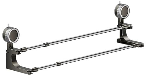 Barre Porte-Serviettes à Double Tige avec Ventouse, Organiseur Mural Extensible de 32,5 à 66 cm, Accessoires de Salle de Bain, Serviettes de Bain Amovibles et suspendues, pour cuis