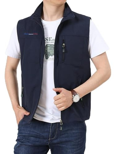 Gilet sans Manche Homme De Peche Veste en Jean Gilets Randonnée Et Loisirs Plein Air pour Hommes Chasse Femme Manches Travail Vestes Sport Multipoches Long Blouson Saharienne Doudoune Biker