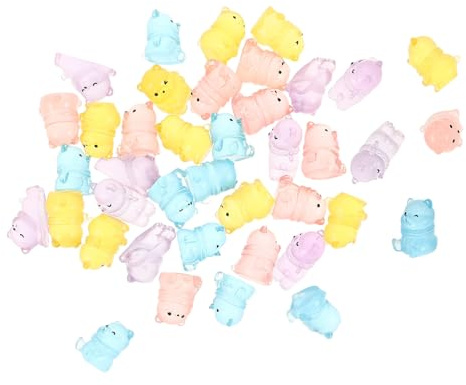 TOBBOMEY Mini Figurines Ours Lumineux en Résine 40 Pcs pour Décoration Maison De Poupée Garçon Et Filles, Effet Phosphorescent Doux, Accessoires DIY pour Jardin Féerique Bureau Voiture